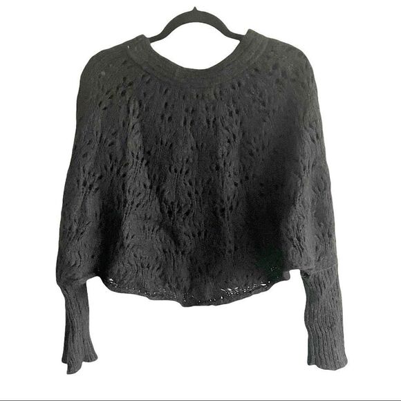 NOA NOA Mohair Boho Wool Knit Cropped Crochet Pullover Poncho Sweater Black S/M - Picture 4 of 6
